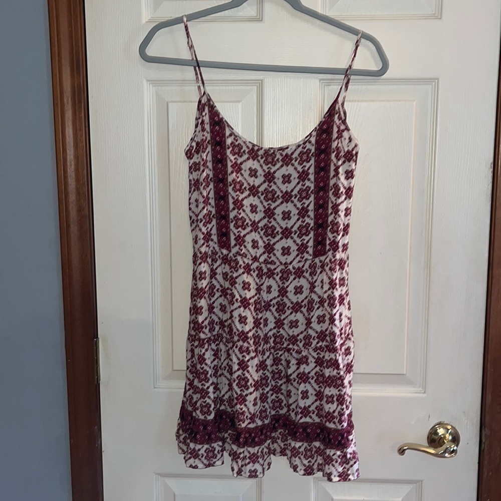 Freshman 1996 size medium, mini dress adjustable straps. Purple and ivory.